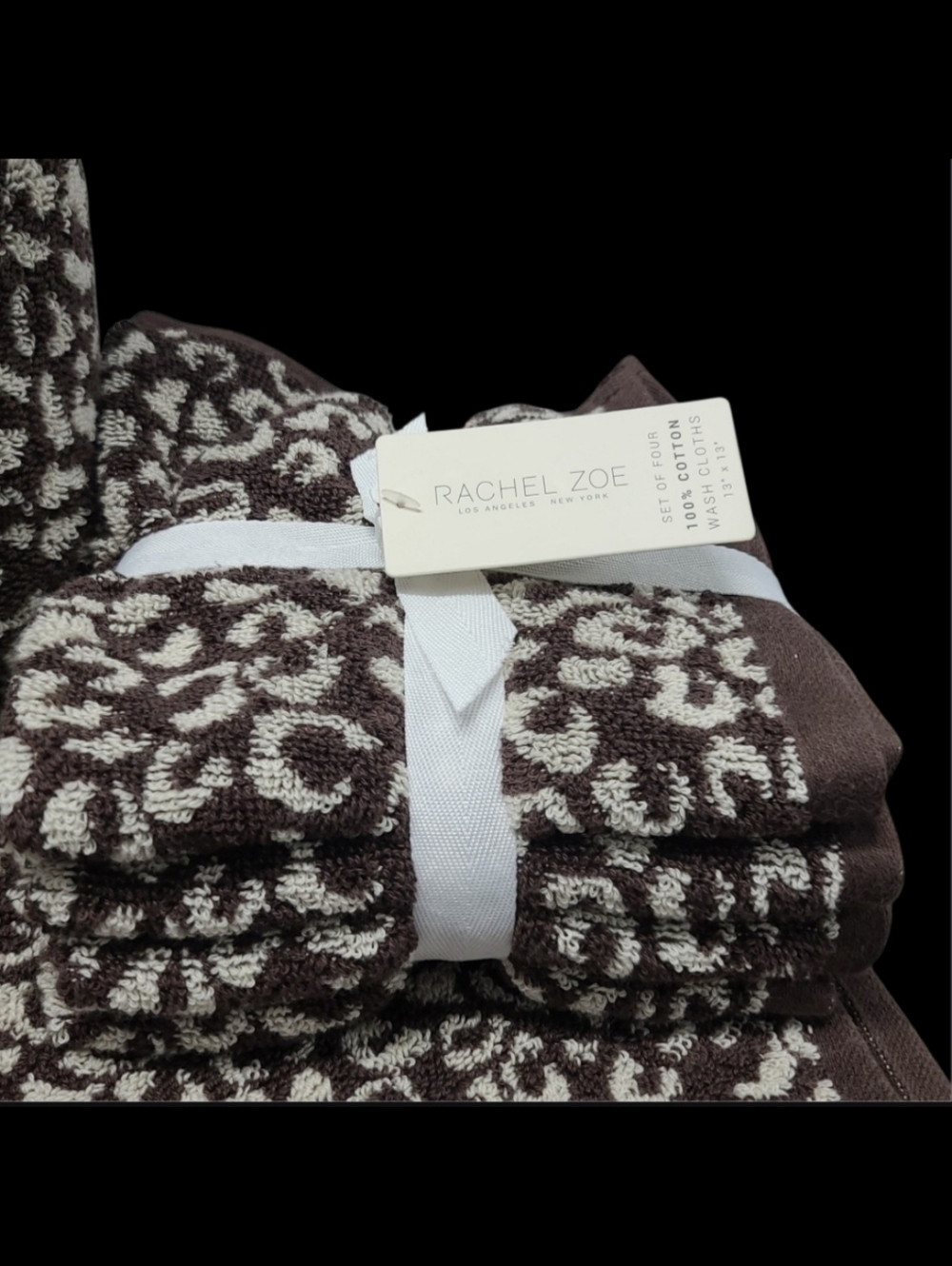 8pc Rachel Zoe Leopard Cheetah Animal Print Bath Hand Washcloth Towel Set NEW - Picture 3 of 10